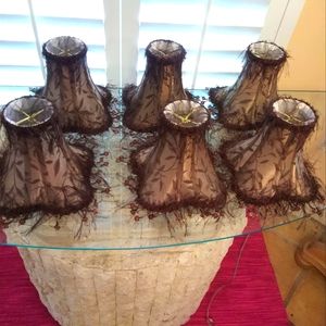 Set Of 6 Brown Satin Chandelier Shades